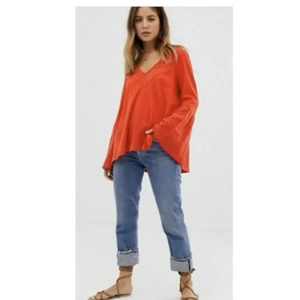 FREE PEOPLE BELL SLEVEE BLOUSE WOMENS SIZE M
